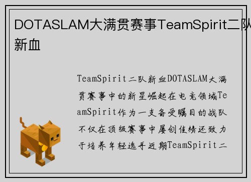 DOTASLAM大满贯赛事TeamSpirit二队新血