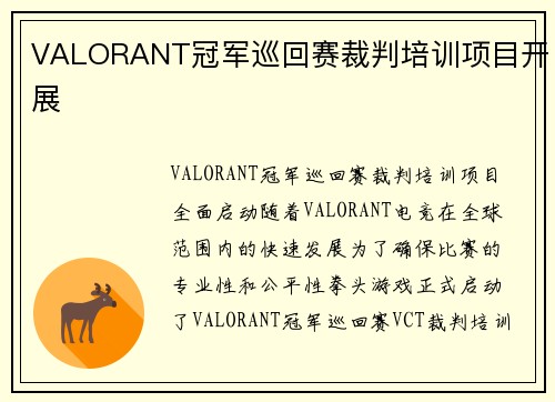 VALORANT冠军巡回赛裁判培训项目开展